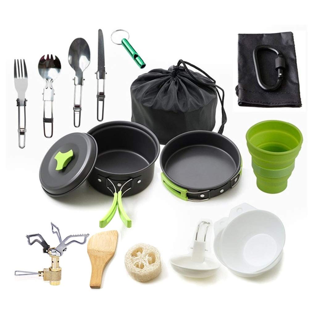 **CIJTLO 12-Piece Camping Cookware Set - Lightweight Pot, Pan, Stove, Carabiner, Spork, Knife & Spoon for Outdoor Cooking, Hiking, Backpacking & Picnic (Color: Blue) - Perfect for Camping Trips & Adventure Travel**