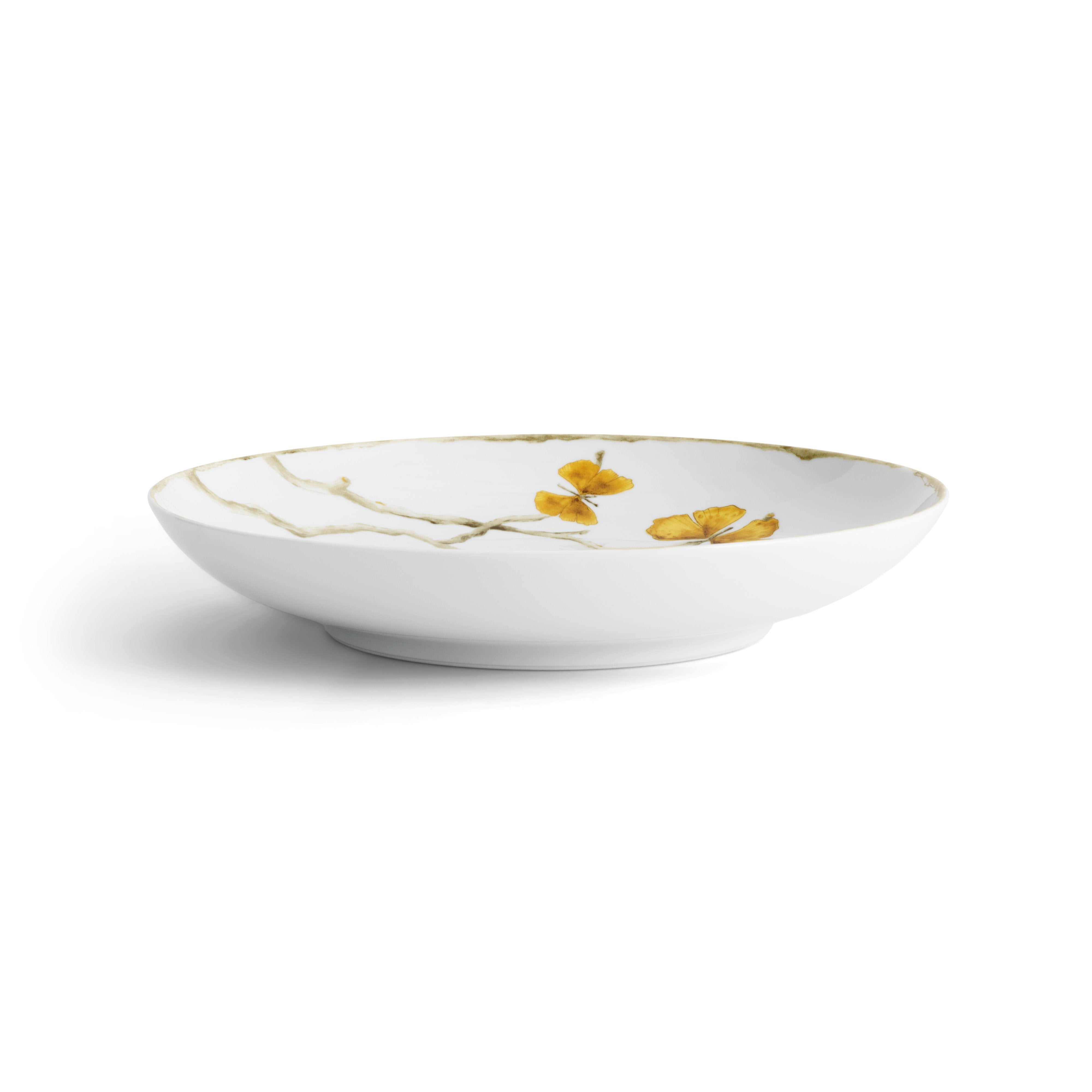 Butterfly Ginkgo Gold Dinnerware Set - Elegant Porcelain Plates, Bowls & Cups for Fine Dining, Wedding, and Special Occasions