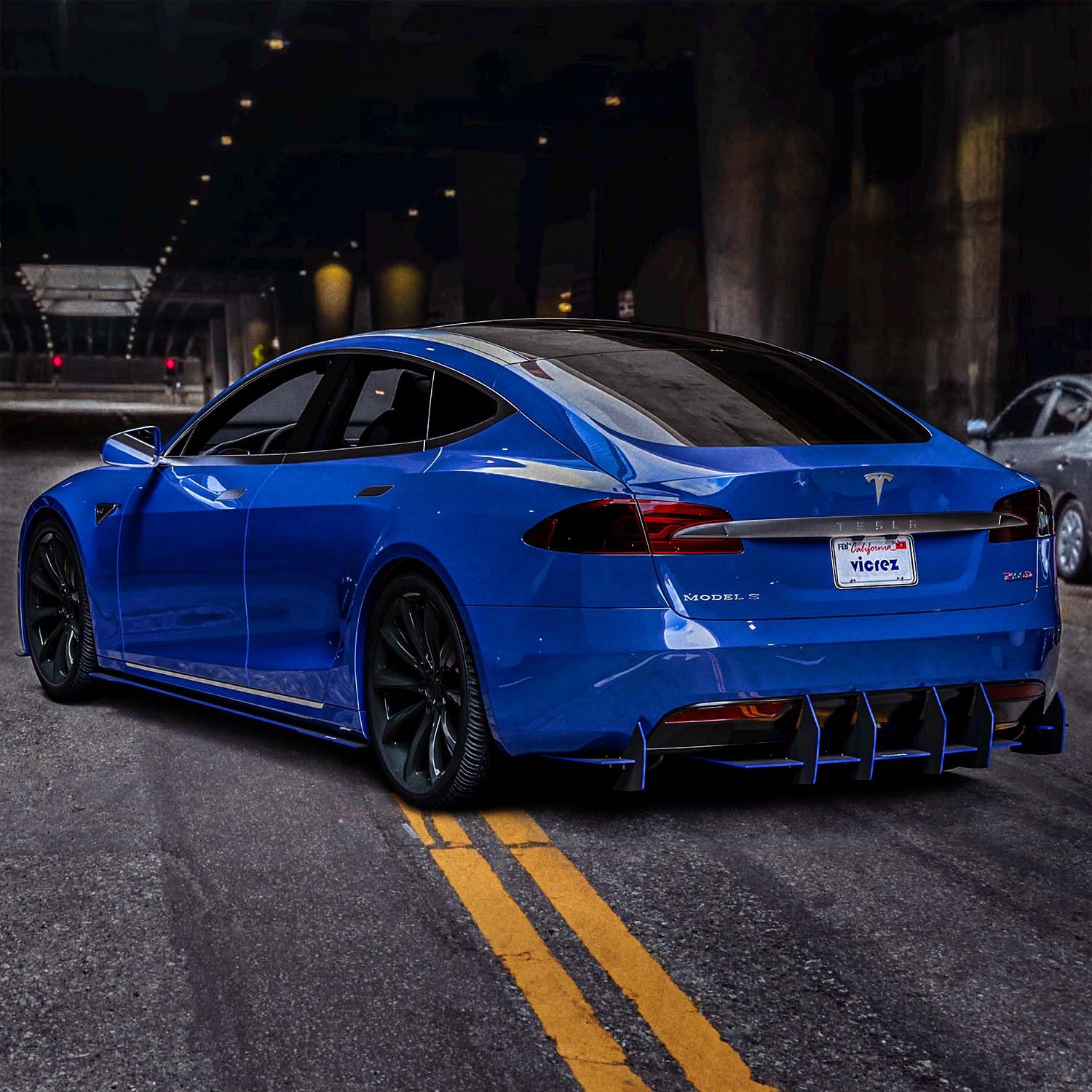 Vicrez Centa VR2 Rear Diffuser vz102387 for Tesla Model S 2015-2025 - Carbon Fiber Performance Upgrade for Enhanced Aerodynamics & Sporty Styling | Perfect for Track Days & Car Shows