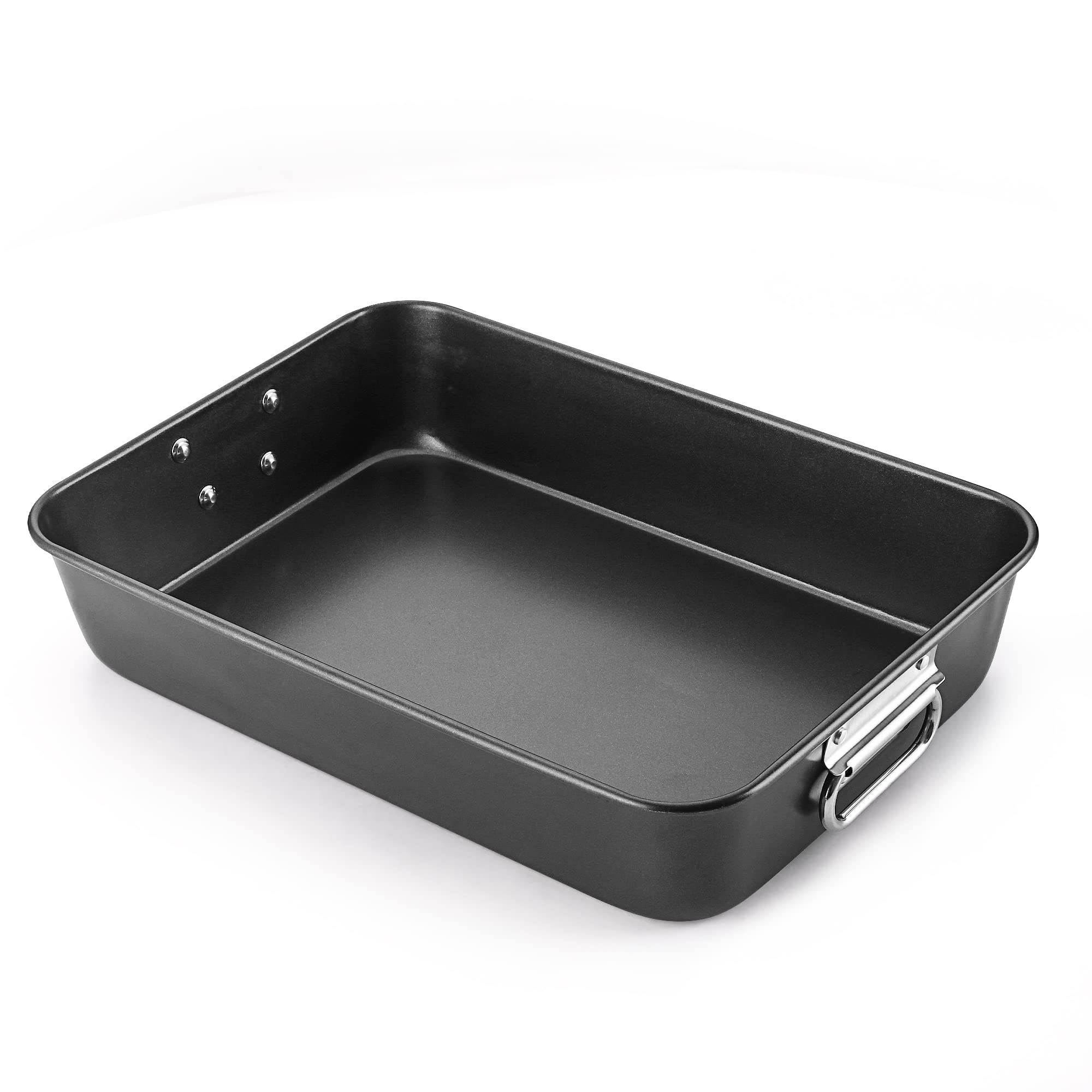 Nonstick Lasagna Pan 3 Inch Deep - 9x13 Inch Rectangular Baking Dish with Stainless Steel Handles, Oven Safe Roasting Pan, Dishwasher Safe & Easy Clean Cake Pan for Lasagna, Casseroles, Sheet Cakes - Perfect for Family Dinners, Holiday Baking & Meal Prep (Dark Grey)