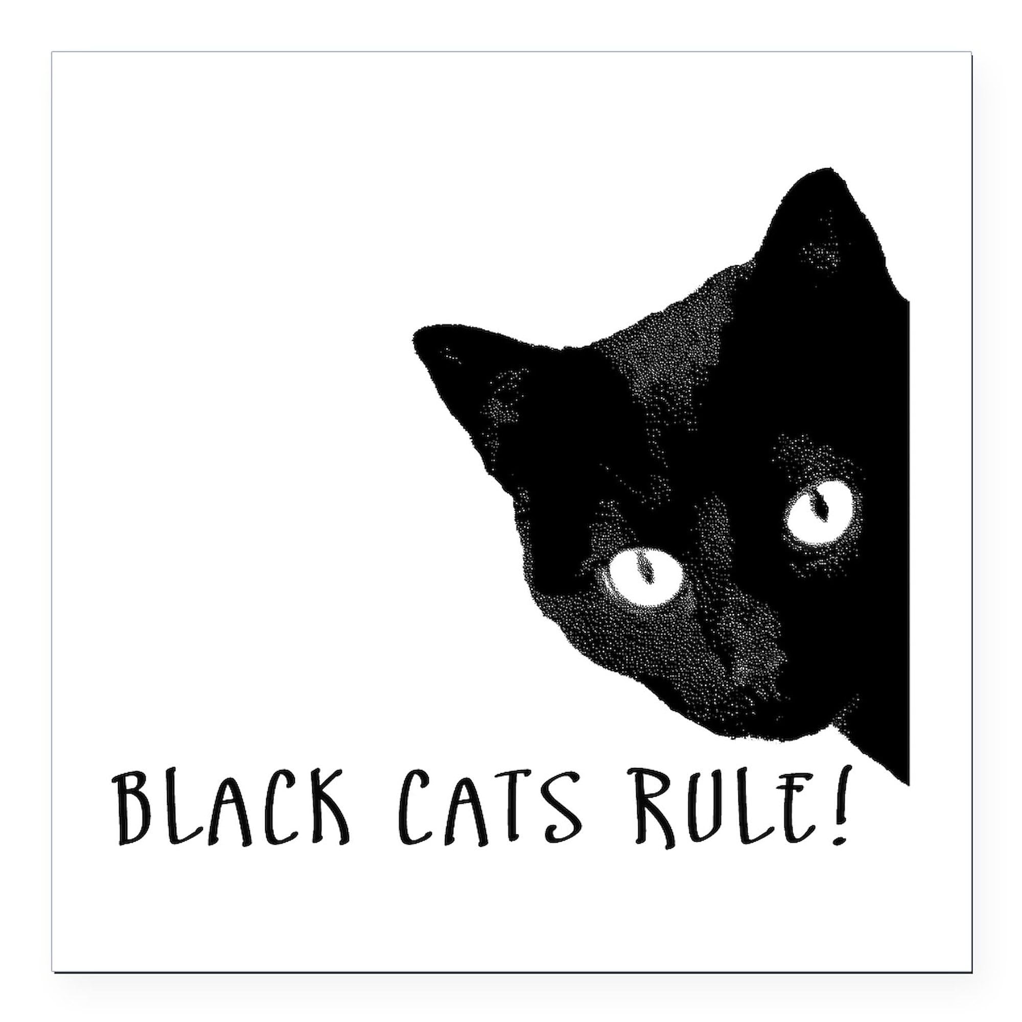 Black Cats Rule 3x3 Square Car Magnet - Fun & Durable Magnetic Bumper Sticker for Vehicles, Windows, Lockers - Perfect for Halloween Decorations, Pet Lovers & Car Enthusiasts
