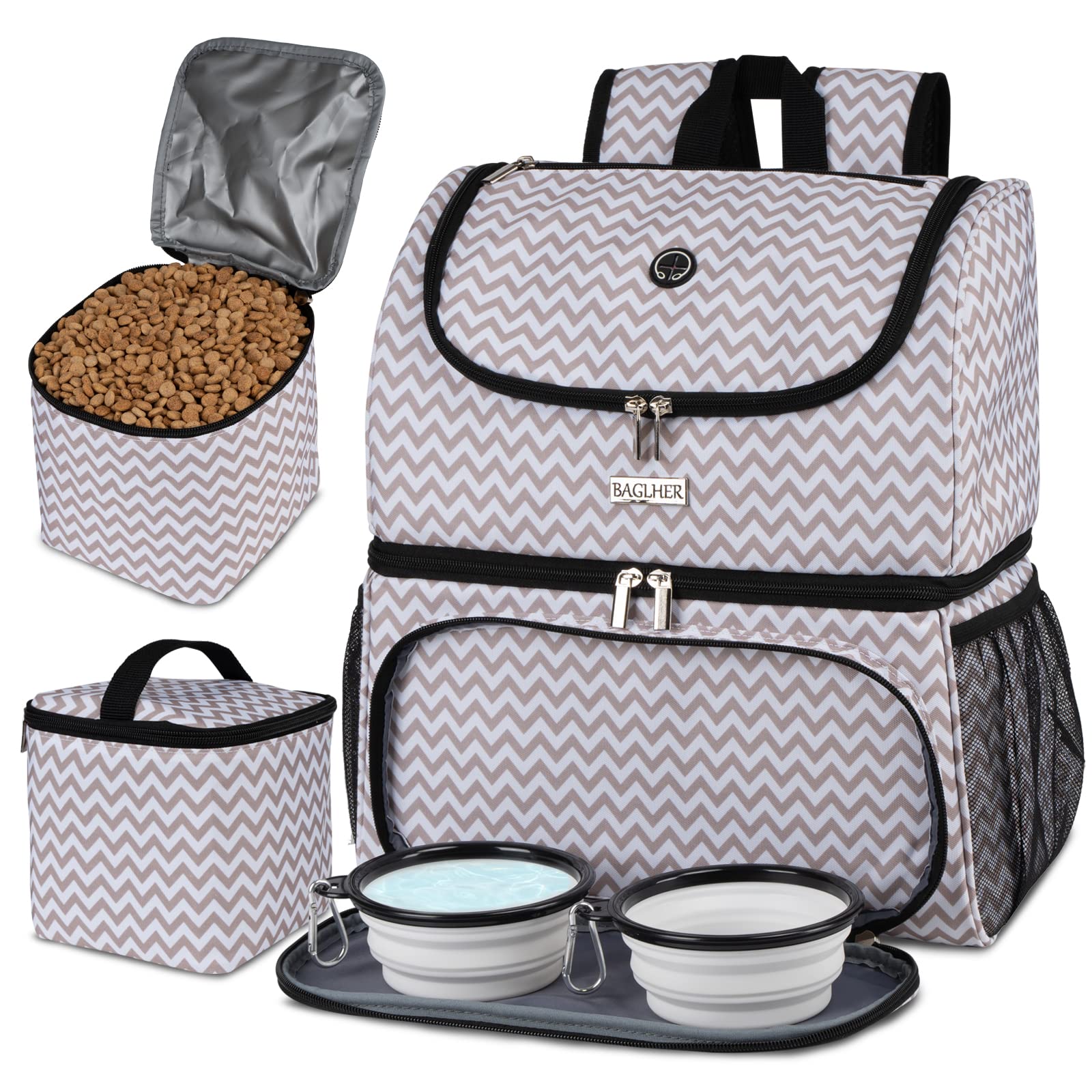 BLW Pet Travel Backpack - Double-Layer Pet Carrier with Collapsible Bowls for Dogs & Cats on the Go