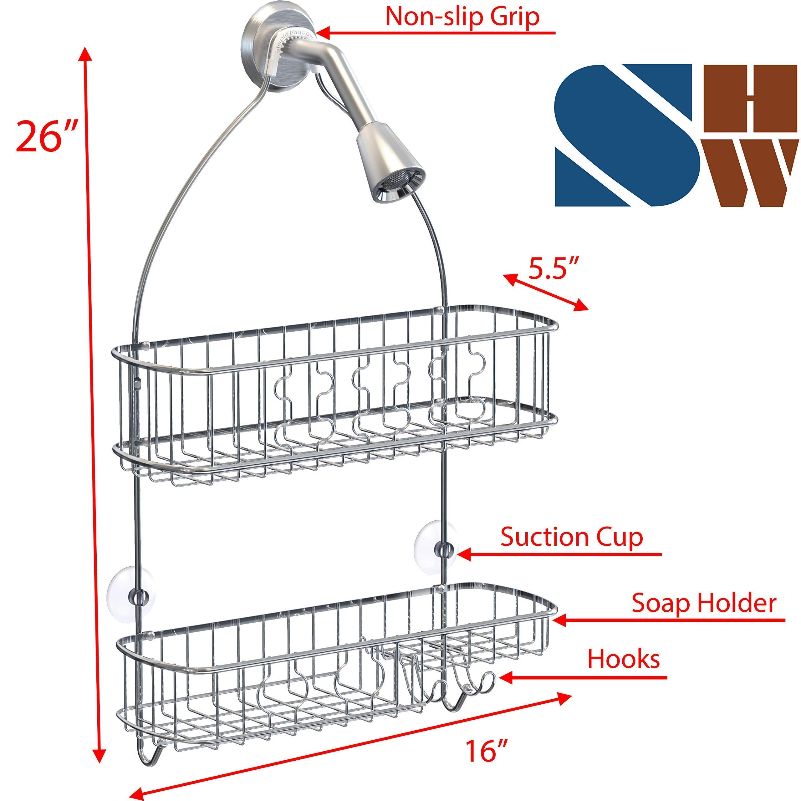 Large Hanging Shower Caddy with Adhesive Corner Shelf - Rustproof Bathroom Organizer for Shampoo, Soap & Beauty Products | Perfect for Small Showers & Bath Spaces