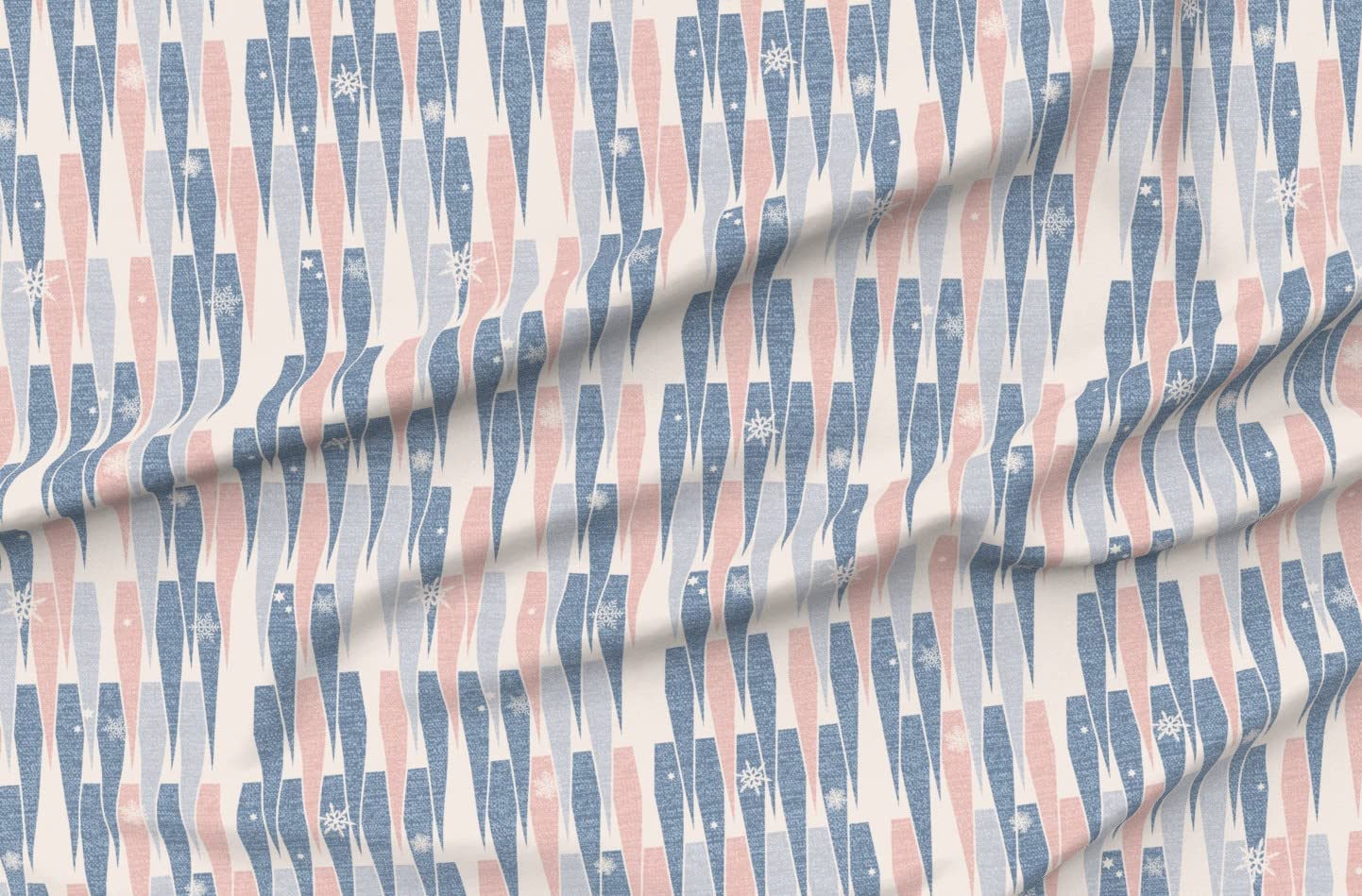 Retro Icicles Pink and Blue Satin Fabric by The Yard - Premium Printed Cotton for Sewing, Lining, Apparel, Fashion, Blankets & Home Decor - Perfect for Dresses, Curtains and DIY Craft Projects