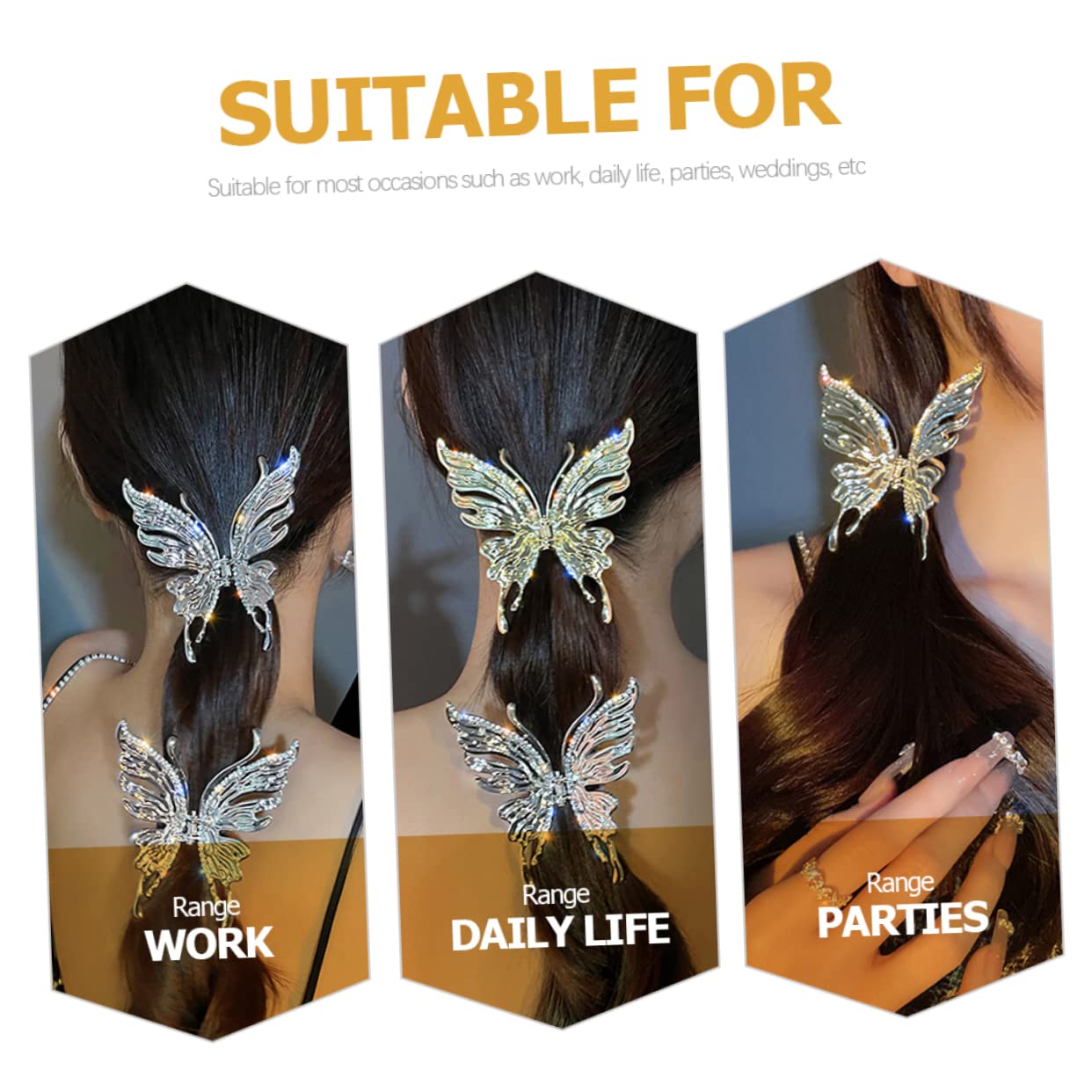 Elegant Rhinestone Butterfly Hair Clips for Women - Party & Wedding Accessories