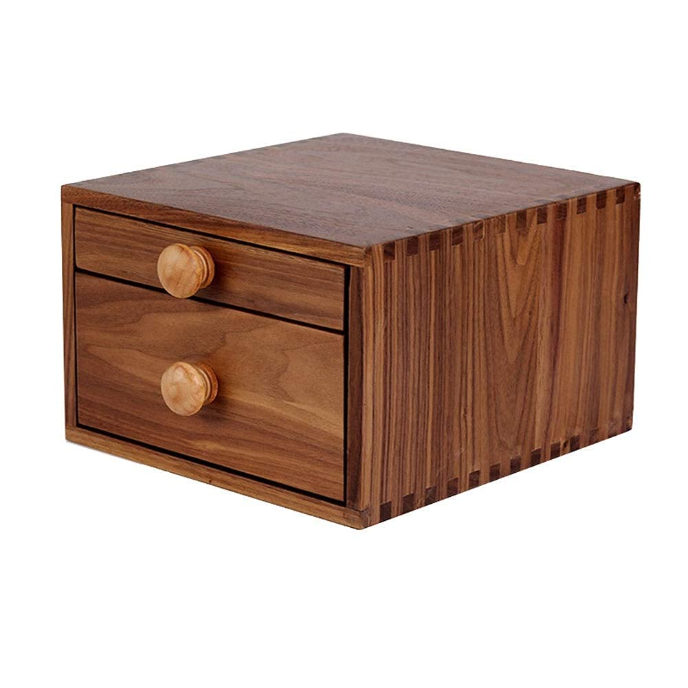 Vintage Solid Wood Jewelry Box Organizer with Double Layer & Drawer - Handcrafted Wooden Trinket Storage for Necklaces, Rings, Earrings - Perfect for Bedroom, Dresser & Gift Giving