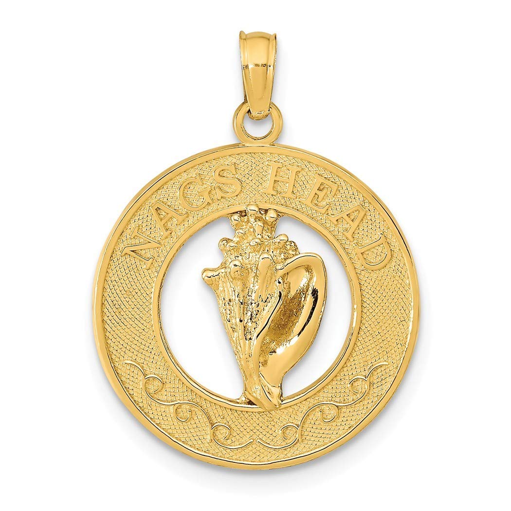 14K Gold Nags Head and Conch Shell Pendant Necklace for Women - Elegant Beach Jewelry Gift for Her, Perfect for Vacations, Weddings & Everyday Wear