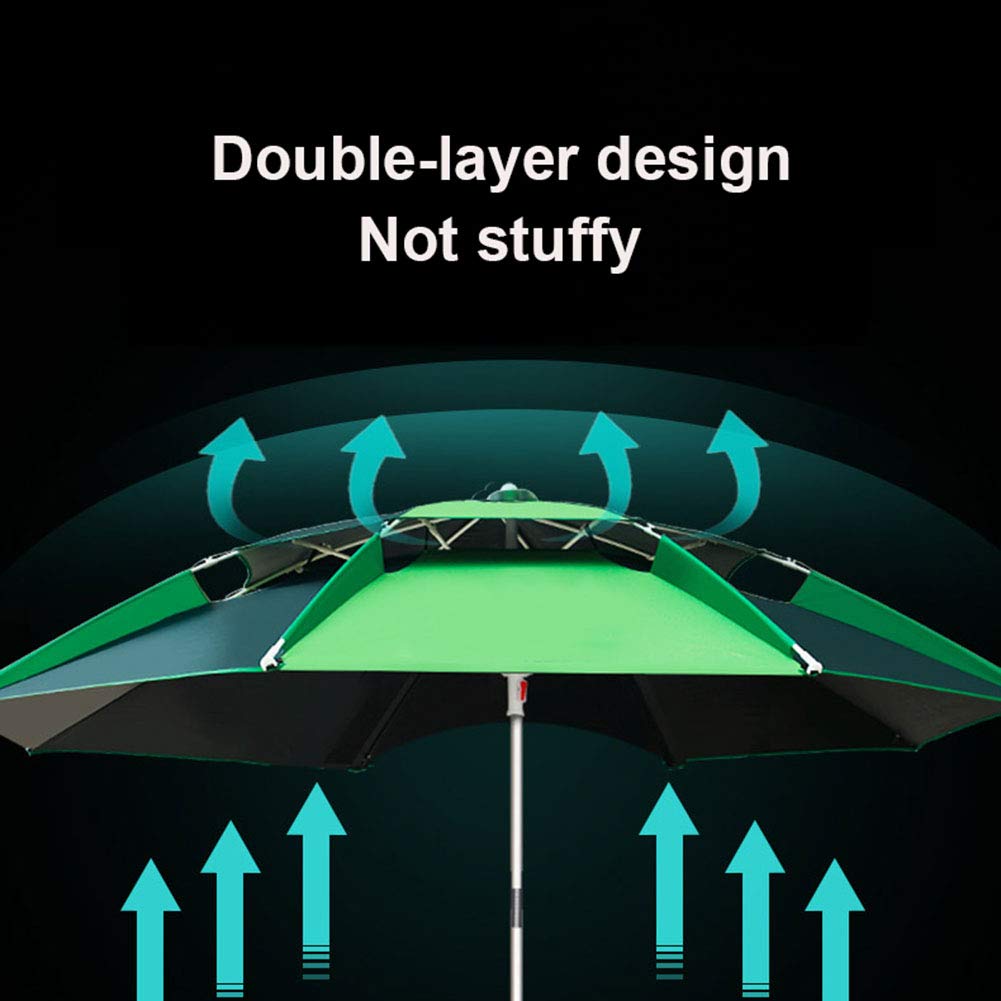 Large Windproof Beach Umbrella - Portable Outdoor Sun Shade with Tilt & Air Vents, Sand Anchor - Perfect for Camping, Park, Fishing, Picnics & Beach Days (Green)