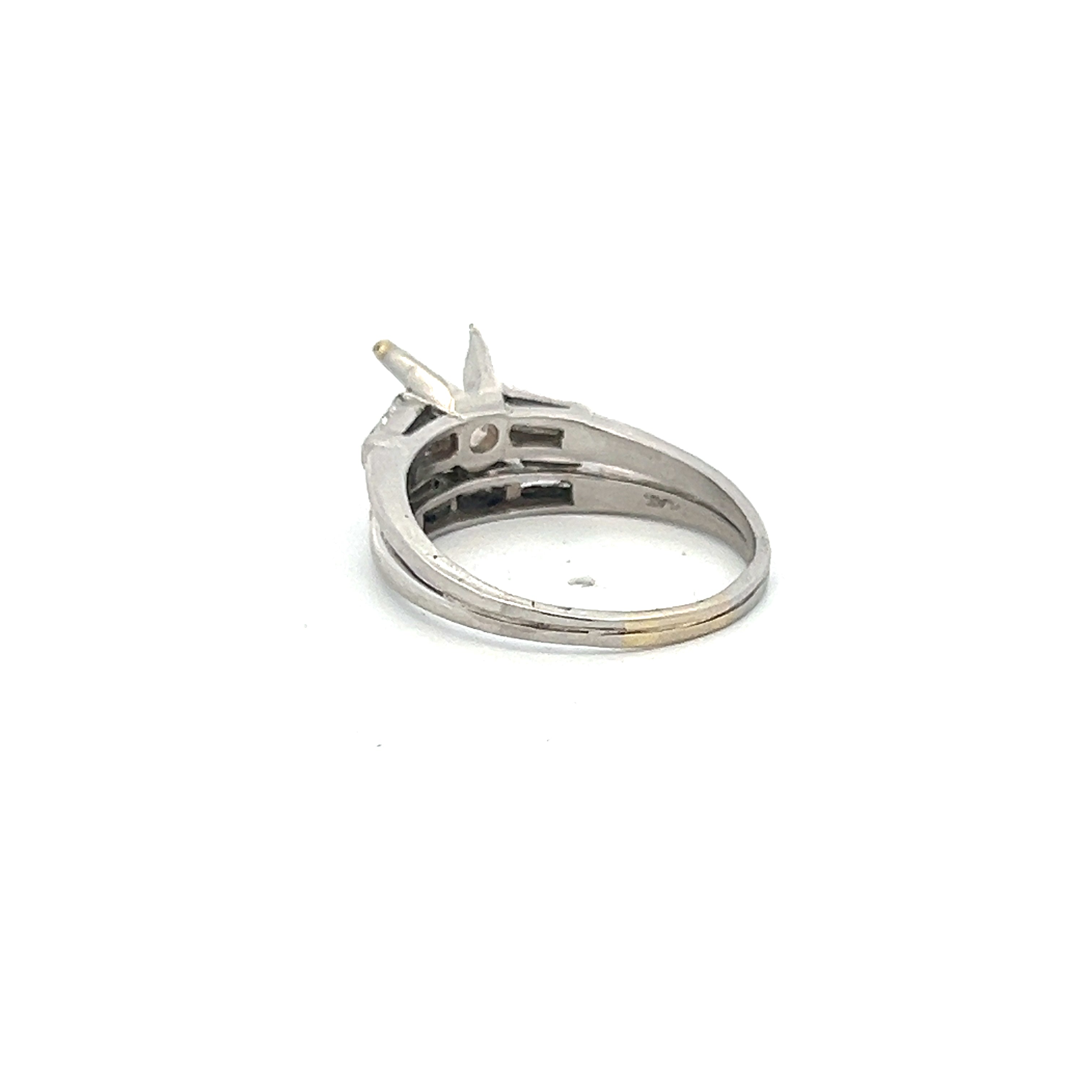 0.38 Carat Baguette Cut Diamond Platinum Semi Mount Ring for Engagement, Wedding, or Anniversary - Perfect for Bridal Jewelry and Special Occasions