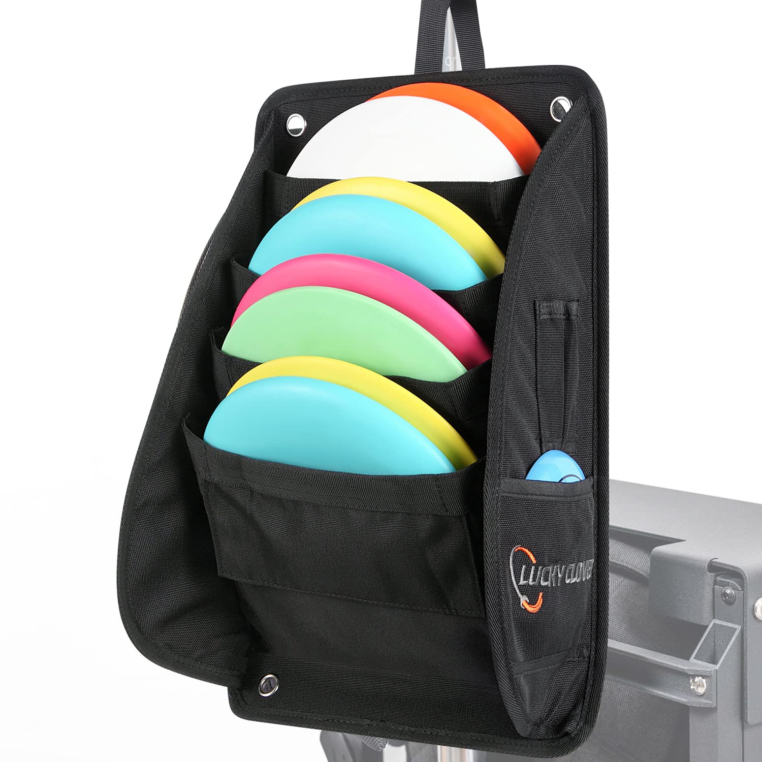 **LUCKY CLOVER Disc Golf Cart Putter Pouch – Velcro Strap Storage Bag for Discs & Accessories | Fits Most Disc Golf Carts | Perfect for Tournaments & Practice Rounds**