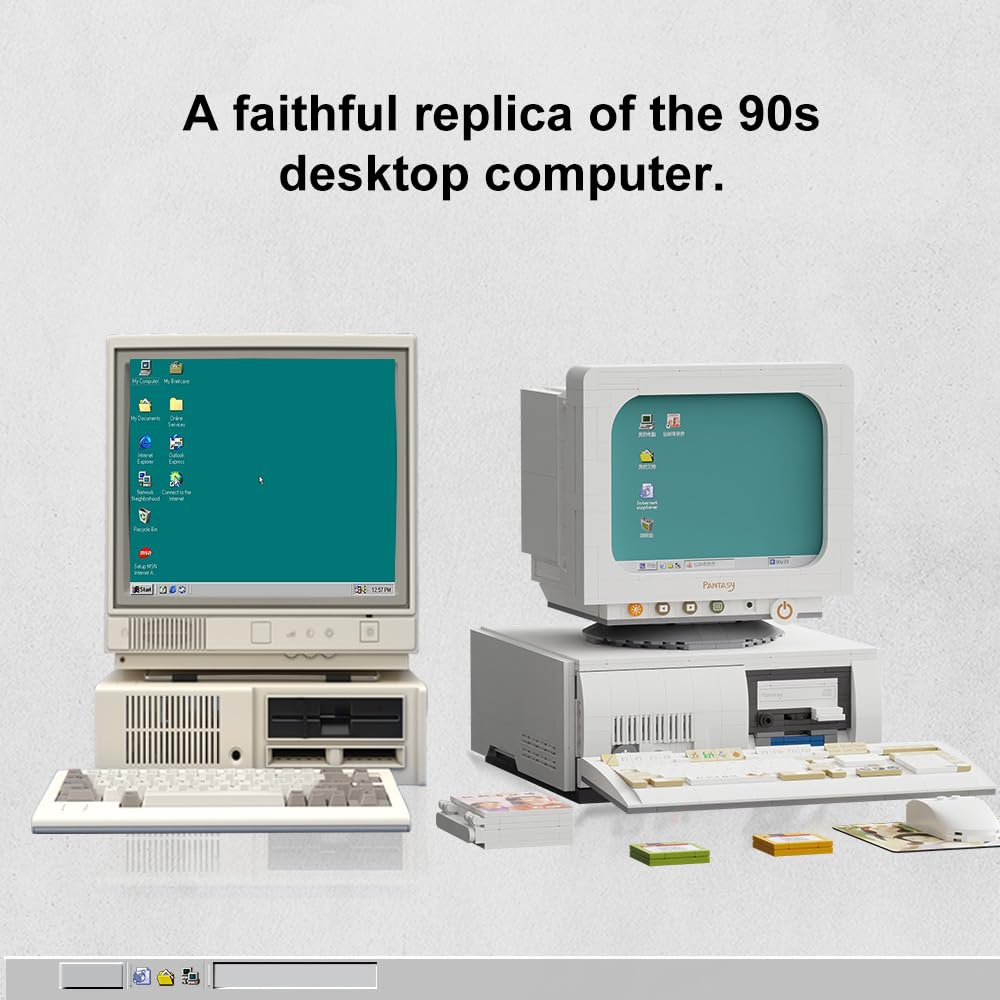 PANTASY Retro Computer Building Blocks Set - BRICKKK Ideas TV Construction Kit for Adults, Collectible Display Model, Technic Architecture - Perfect for Home Office Decor, STEM Education & Gift for Tech Enthusiasts