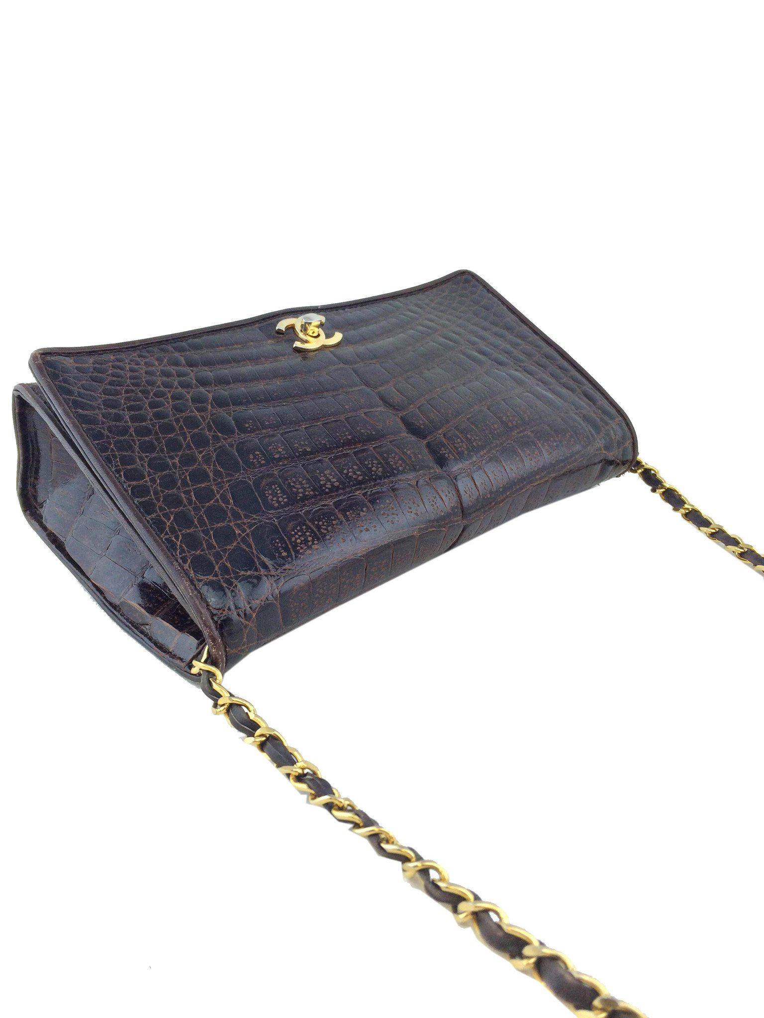 Vintage Chanel Crocodile Leather Flap Shoulder Bag - Luxury Designer Handbag for Women, Perfect for Evening Parties & Special Occasions
