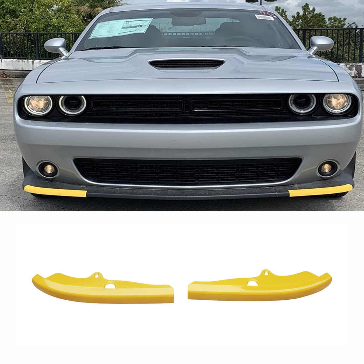 **Aggressive Yellow ABS Front Bumper Lip Protector & Splitter for 2015-2020 Dodge Challenger RT – Durable Protection & Stylish Upgrade for Street Racing & Car Shows**