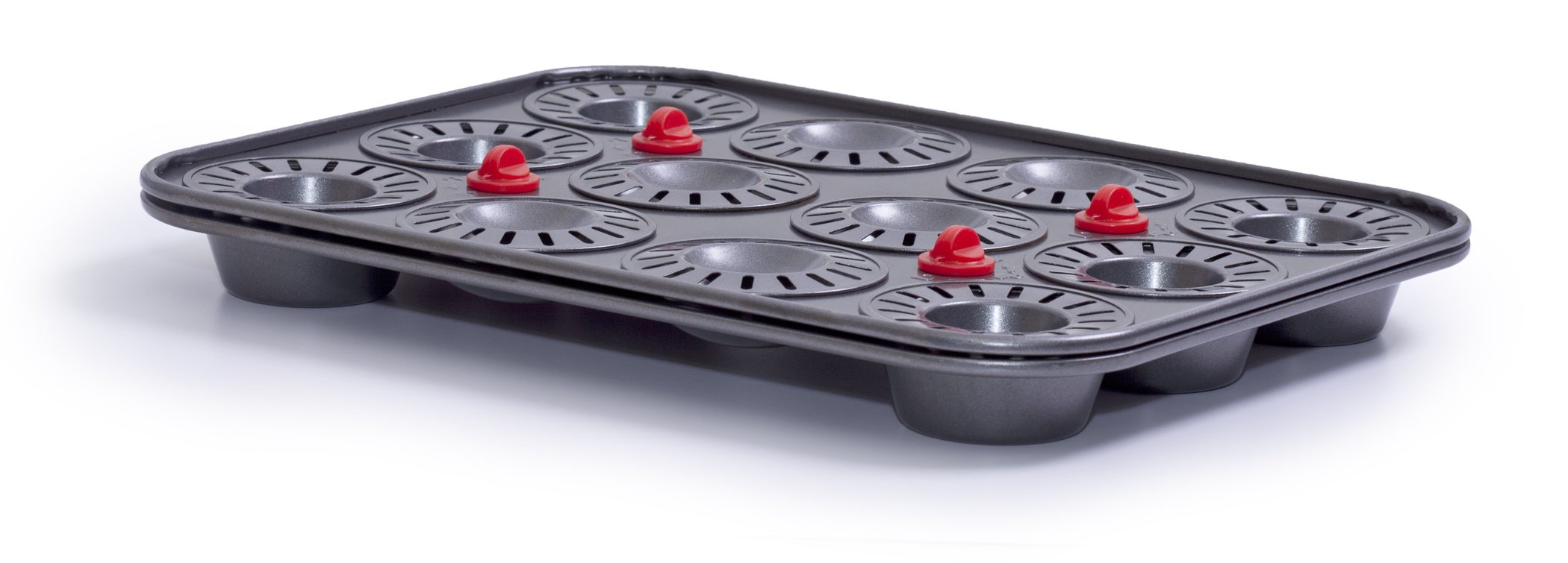 Mrs. Fields 6-Cup Non-Stick Bake N Stuff Cupcake Pan for Candy Filled Cupcakes - Black | Perfect for Birthday Parties, Holiday Baking & Homemade Desserts
