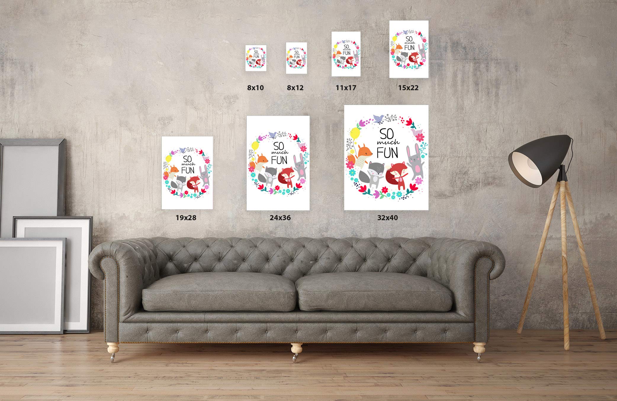 Floral Animal Poster Nursery Decor - 8x12 Inch Cute Baby Room Wall Art for Animal Lovers | Perfect for Kids Bedroom, Playroom & Baby Shower Gifts