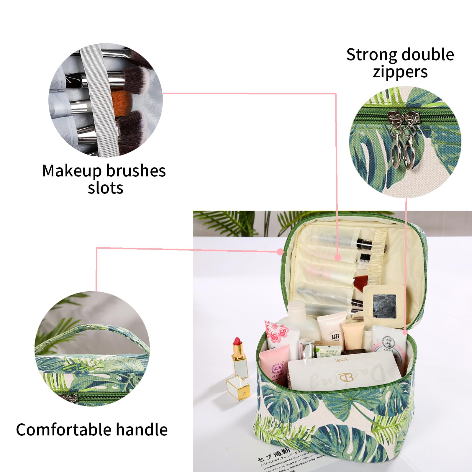 4-Piece Waterproof Makeup Bag Set for Women - Portable Travel Cosmetic Organizer with Multiple Compartments | Perfect for Toiletries, Cosmetics & Travel Essentials (Green)