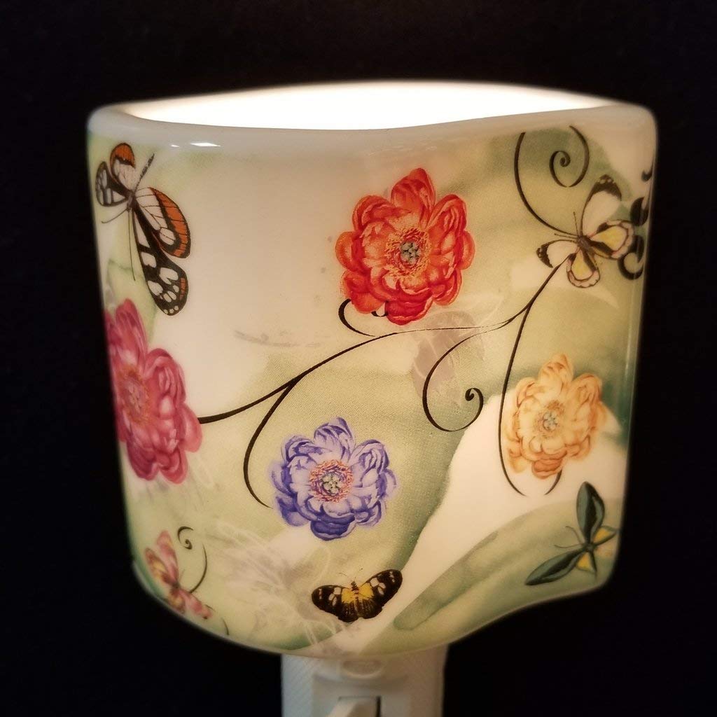 Flowers and Butterflies Night Light - LED Bedside Lamp for Kids Room, Nursery Decor & Relaxing Sleep Aid - Perfect for Bedtime, Baby Showers & Home Decor