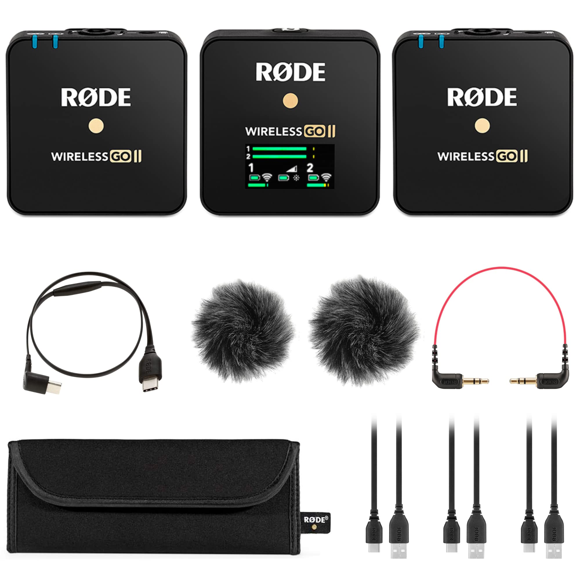 Rode Wireless GO 2 Dual Compact Digital Wireless Microphone System with SC16 USB-C Cable - Professional Lavalier Mic for YouTube, Vlogging, Streaming & Interviews