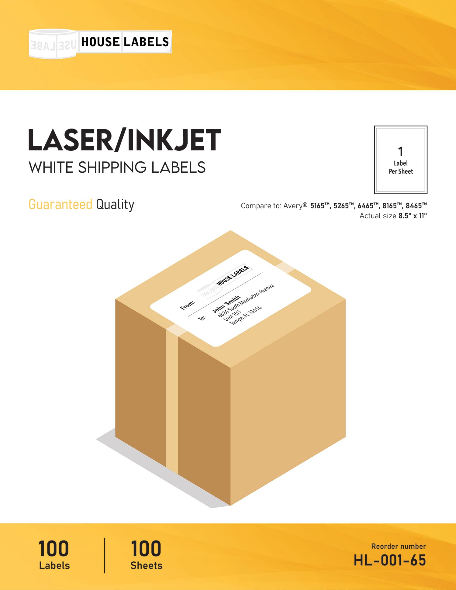 HOUSELABELS 1-up Full Sheet Multipurpose Labels 8.5
