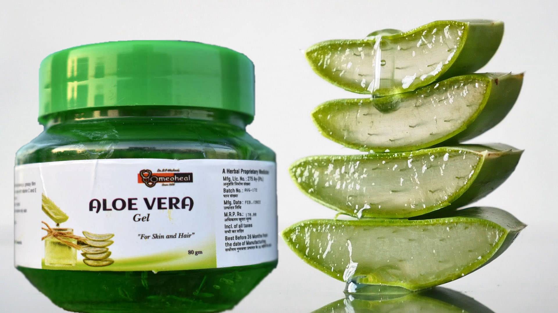 Homeoheal Pure Aloe Vera Gel for Skin & Hair Care - Soothes Sunburn, Hydrates Dry Skin, Conditions Hair | Perfect for After Sun Care, Daily Moisturizing & Scalp Treatment