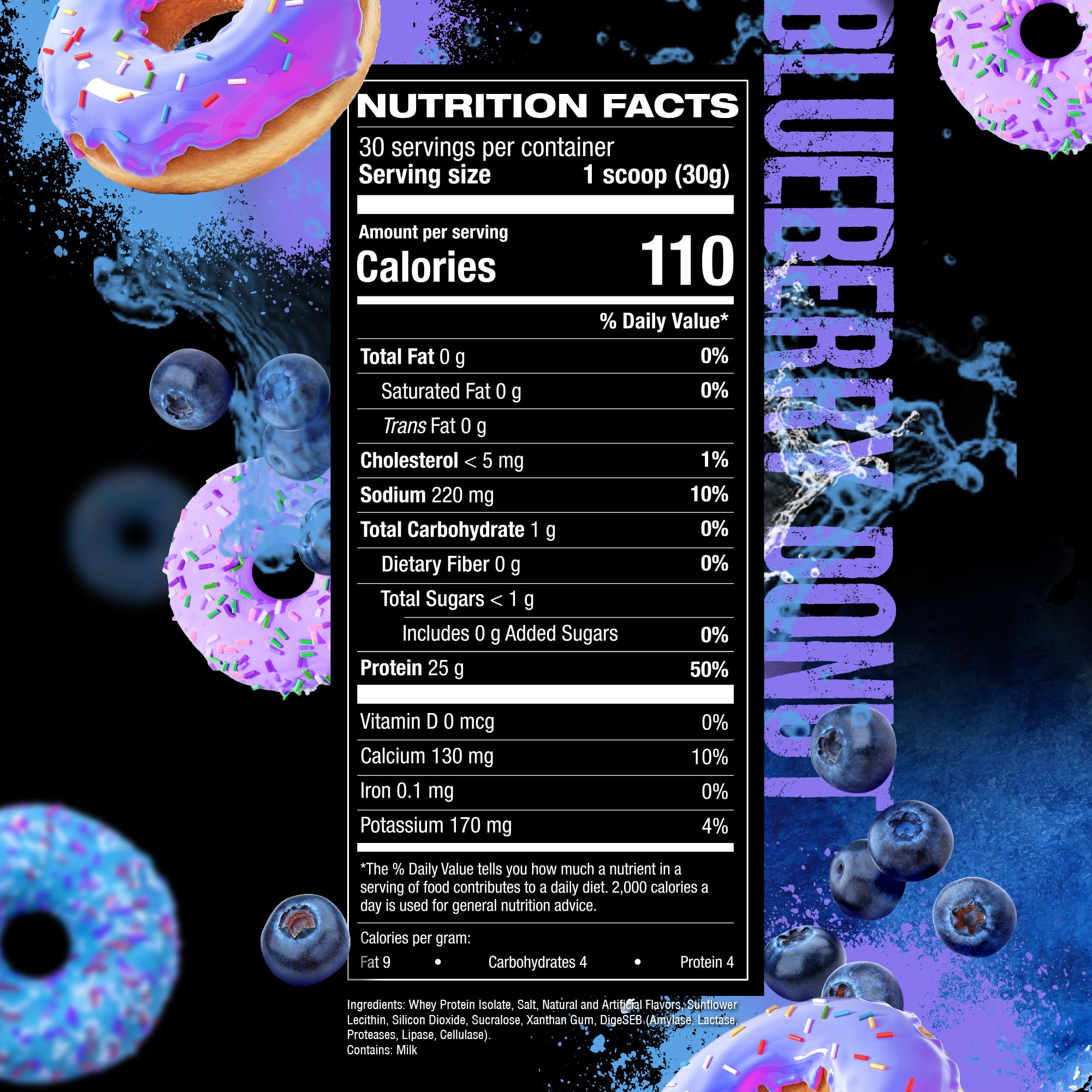 HOSSTILE ISO[H1] Grass Fed Whey Protein Isolate Powder with Digestive Enzymes - 30 Servings, Blueberry Donut Flavor for Muscle Gain, Recovery & Post Workout | Gym, Fitness & Healthy Lifestyle Supplement