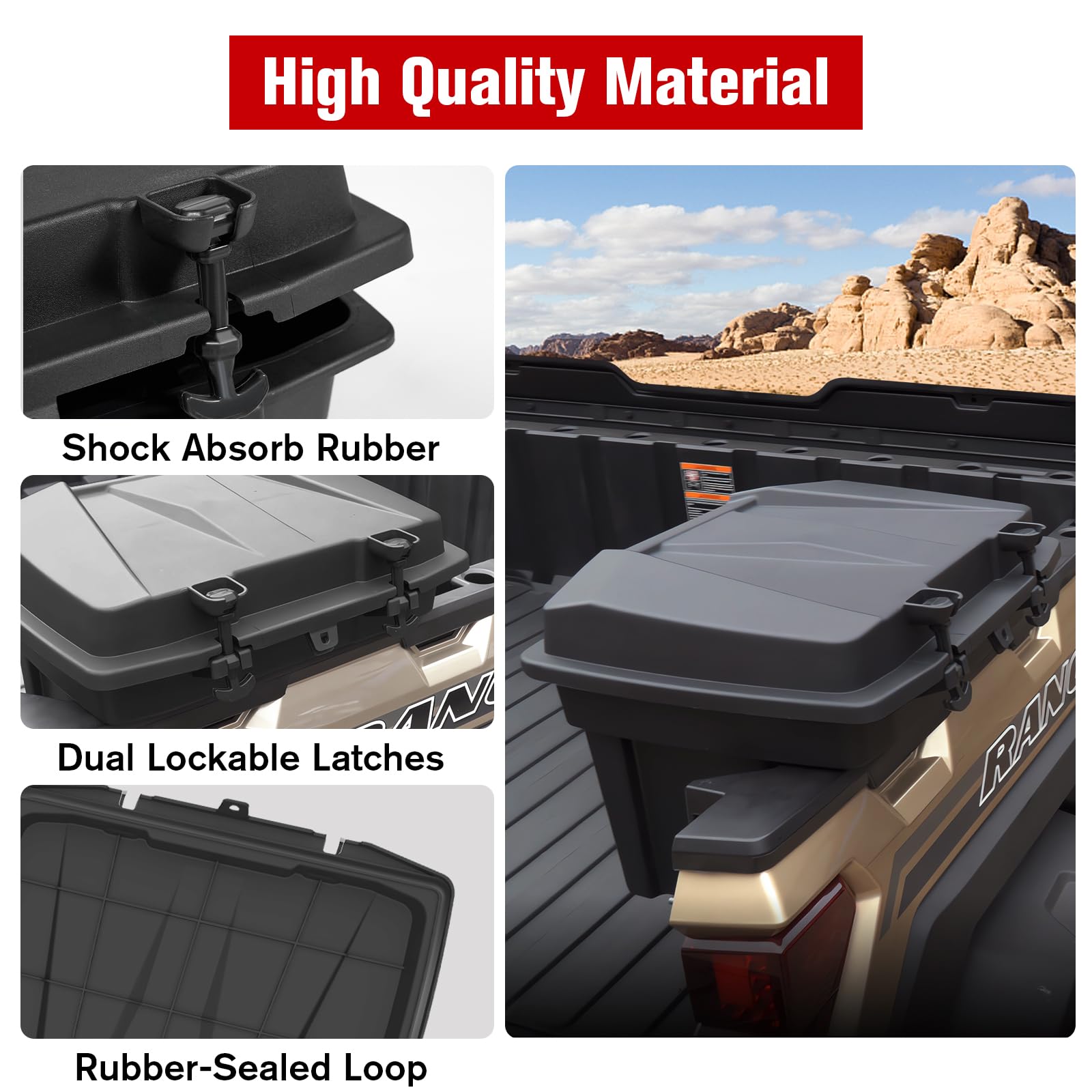 Polaris Ranger XP 1000 900 800 570 500 Bed Storage Box | Removable Cargo Organizer for 2016-2024 Models | Polaris General 1000 Accessories | Perfect for Off-Road Gear Storage & Camping Equipment Organization