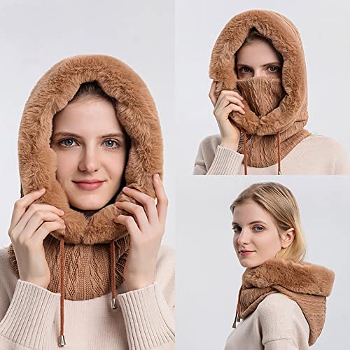 Women's Fleece Ski Mask Balaclava - Winter Face Cover Hood with Neck Protection for Outdoor Sports, Skiing, Snowboarding & Dog Walking - Cold Weather Essential