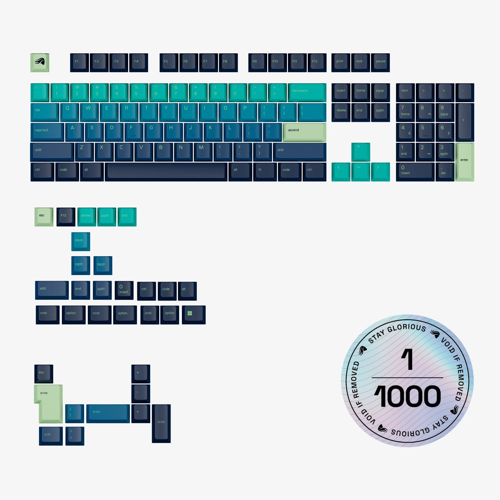 GPBT Northern Lights Keycaps - Custom Mechanical Keyboard Keycaps for Gaming & Typing (Aurora Borealis Design) | Perfect for PC, Mac, RGB Setup & Streamer Battlestations