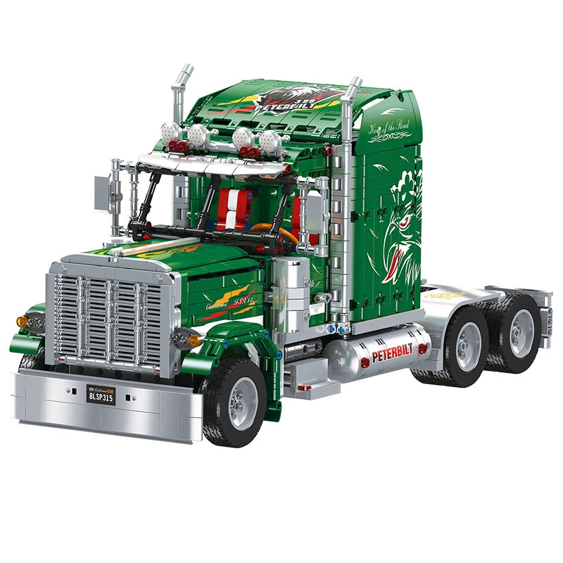 2105pcs JIESTAR JJ9069 Peterbilt 389 Truck Head Building Blocks Set - Compatible with Lego - Perfect for Truck Enthusiasts & Model Collectors - Great for DIY Projects, Gifts, and Home Decoration