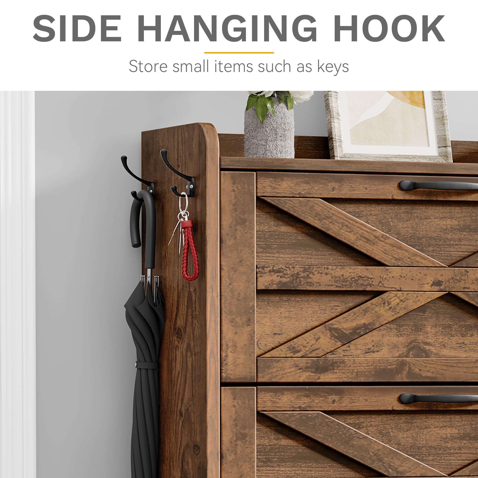 DWVO 3-Tier Flip-Drawer Shoe Cabinet - Holds 24 Pairs, Rustic Brown Farmhouse Entryway Shoe Organizer - Slim Space-Saving Shoe Rack for Living Room, Hallway & Closet - Perfect for Small Apartments & Mudroom Storage