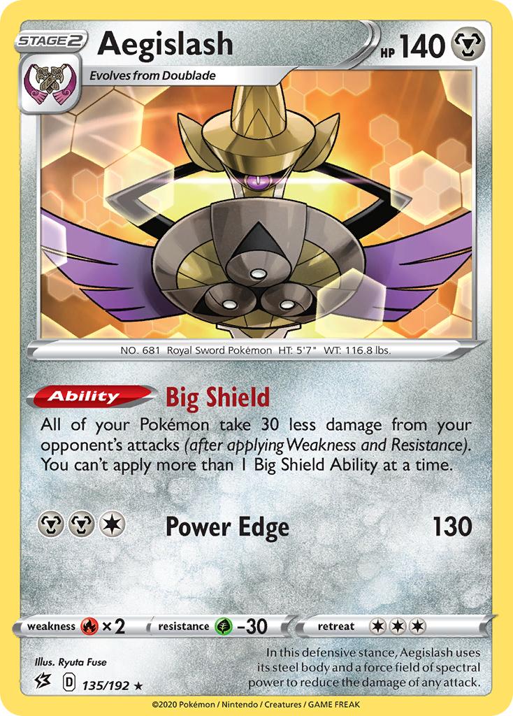 Pokemon TCG Aegislash 135/192 Ultra Rare Card - Perfect for Collectors & Competitive Play