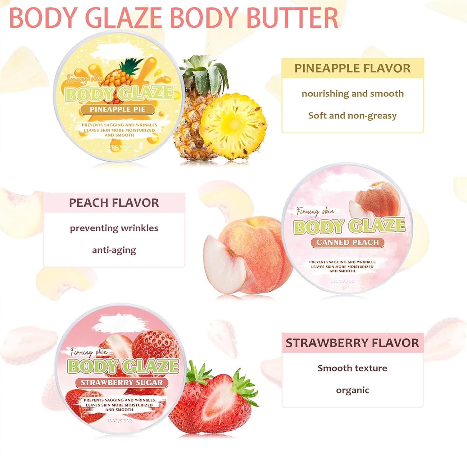 Body Glaze Whipped Body Butter Donut - Strawberry Scented Moisturizing Cream for Women | Deep Hydration & Soft Skin | Perfect for Dry Skin Care & Daily Use