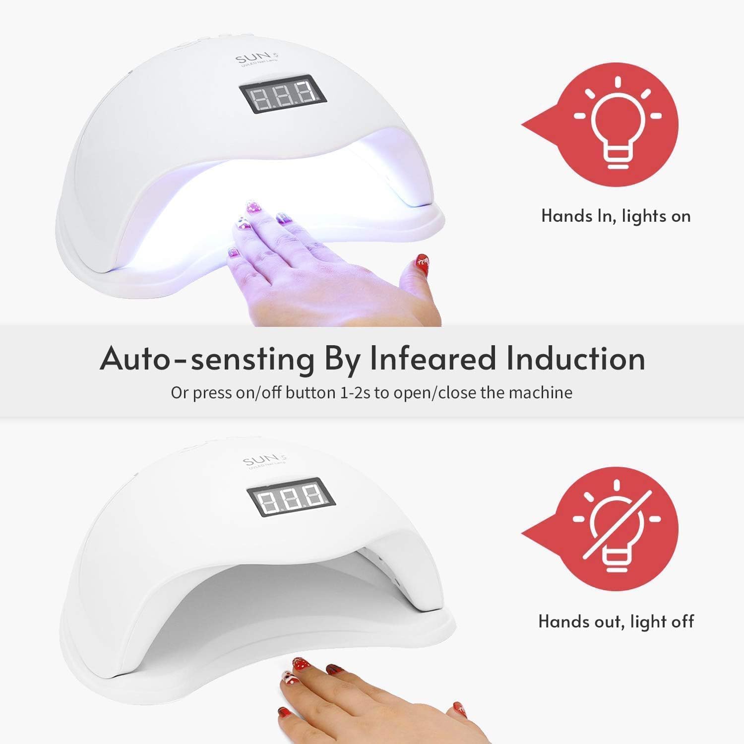 THR3E STROKES 48W 24 LED Automatic Sensor UV Nail Dryer Lamp - Fast Curing for Gel Polish, Manicure & Pedicure | Perfect for Home Salon, Nail Art Enthusiasts & Professional Use