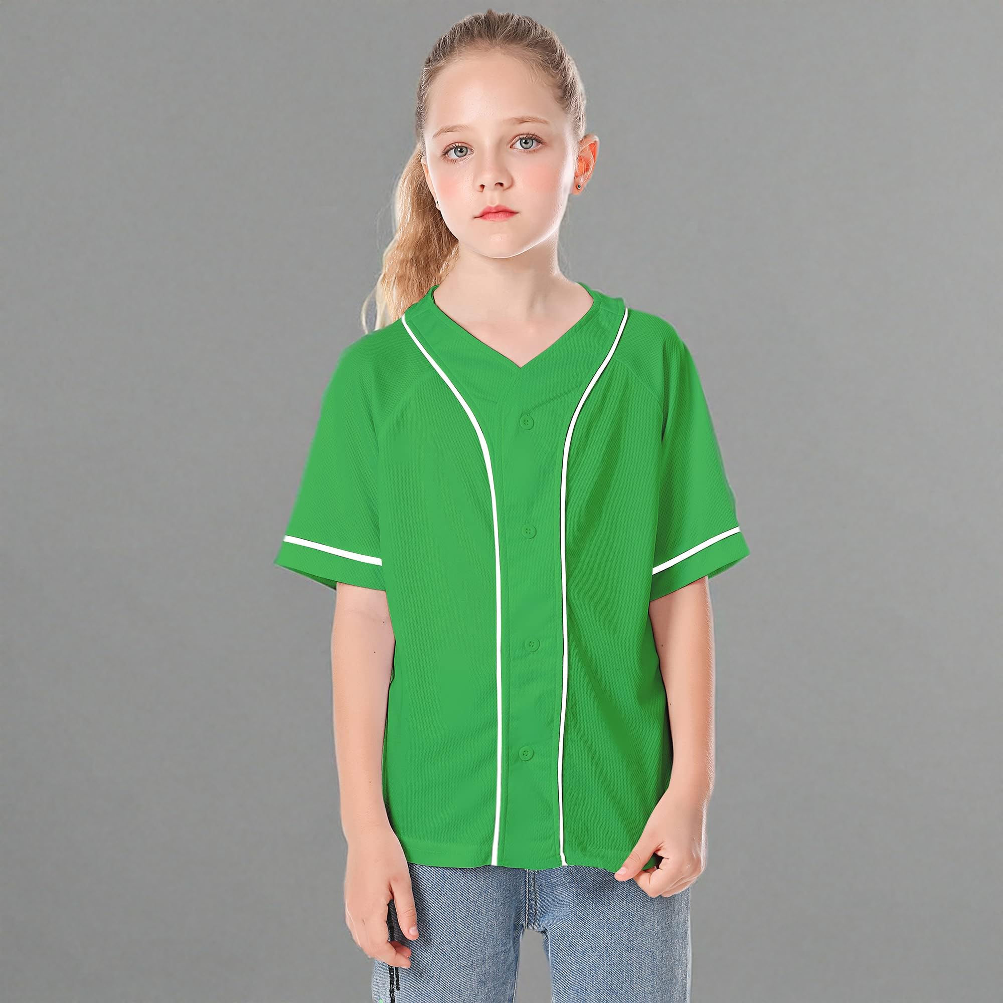 **Trendy Kids Baseball Jersey Button T-Shirt - Boys & Girls Hip Hop Style Black & White Short Sleeve Tee - Perfect for Sports, Casual Wear & Street Fashion**