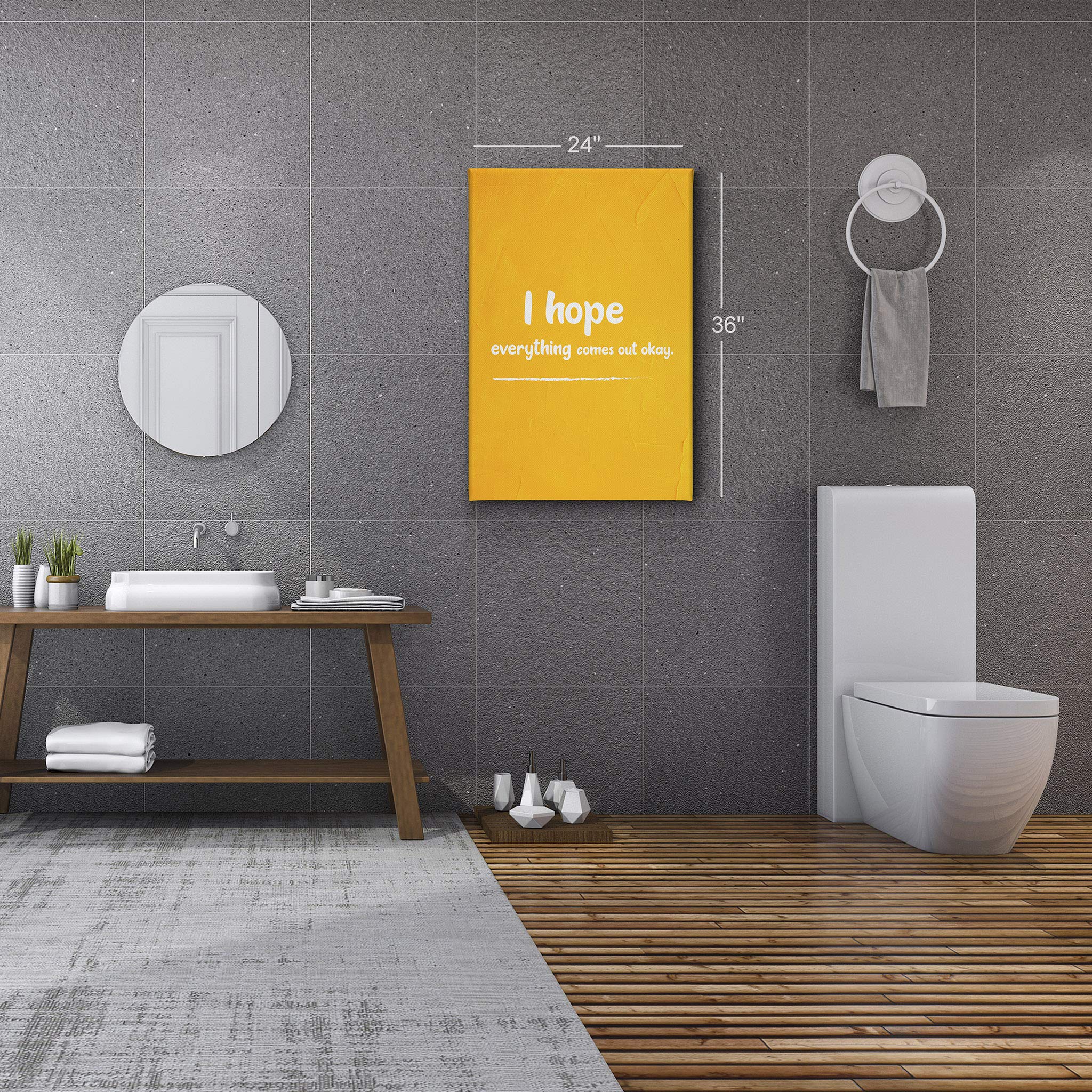 Funny Bathroom Wall Art - 'I Hope Everything Comes Out Okay' Canvas Print | 40x30 Inch Ready-to-Hang Bathroom Decor | Made in USA | Perfect for Powder Rooms, Guest Baths & Home Decoration