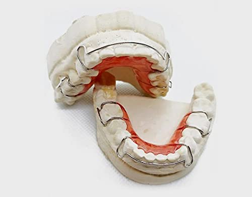 Hawley Retainer Upper & Lower Set - Red & Pink Dental Retainers for Teeth Alignment - Perfect for Post-Braces Care & Nighttime Use