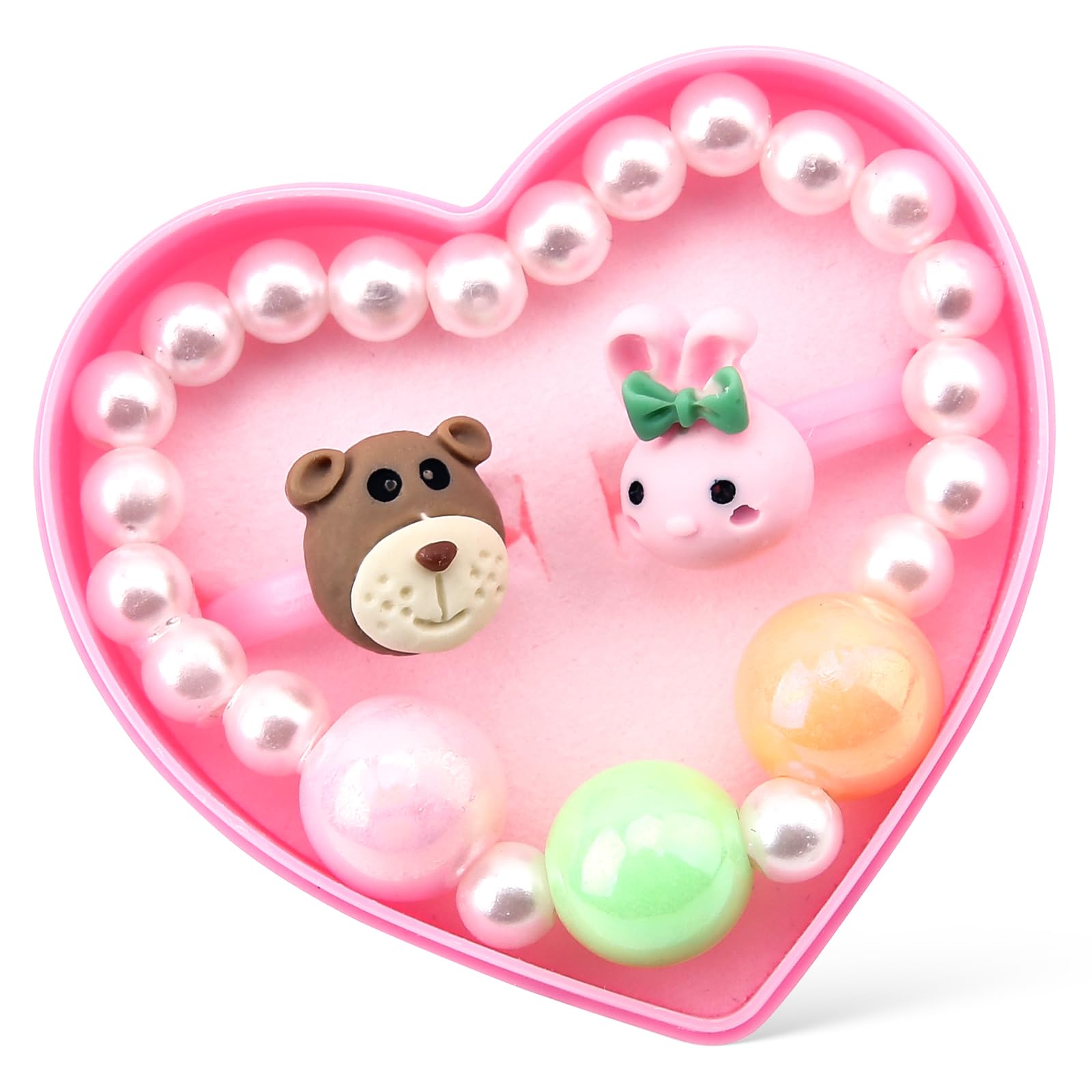 **Adjustable Pink Little Girl Jewelry Rings Set - Cute Pretend Play Dress Up Rings for Kids with Display Case - Perfect for Birthday Party Favors, Gifts & Role Play**