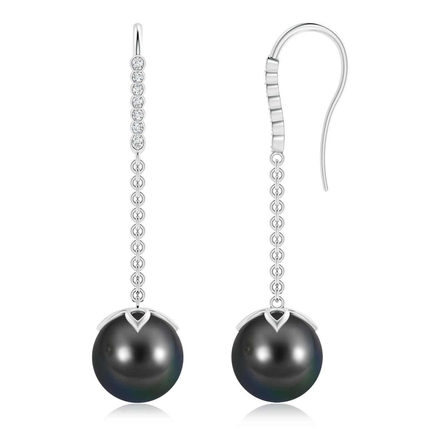 ANGARA Natural Tahitian Cultured Pearl Drop Earrings for Women - Sterling Silver & 14K Solid Gold | June Birthstone Jewelry Gift | Birthday, Wedding, Anniversary Present | Elegant Pearl Earrings for Formal Events & Special Occasions