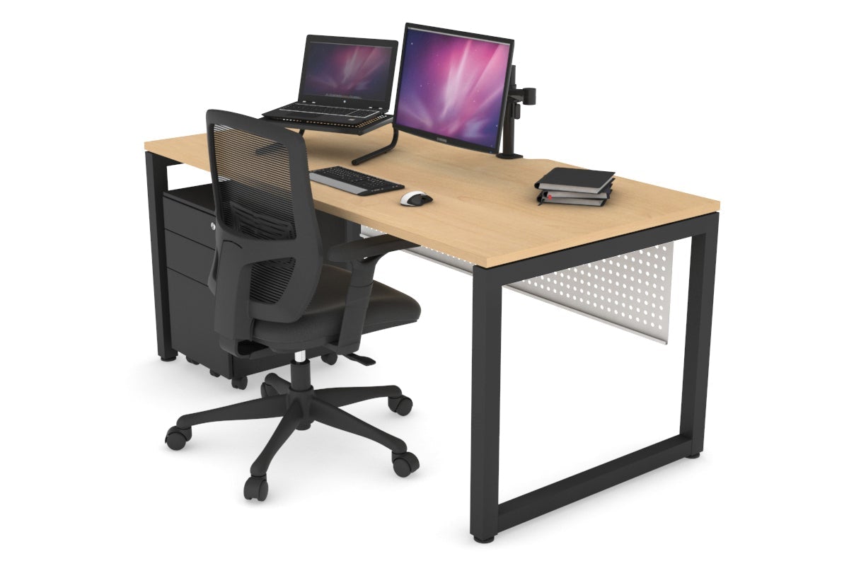 Quadro Loop Legs Office Desk - 1400L x 800W Modern Computer Desk with Cable Management for Home & Office Workspace