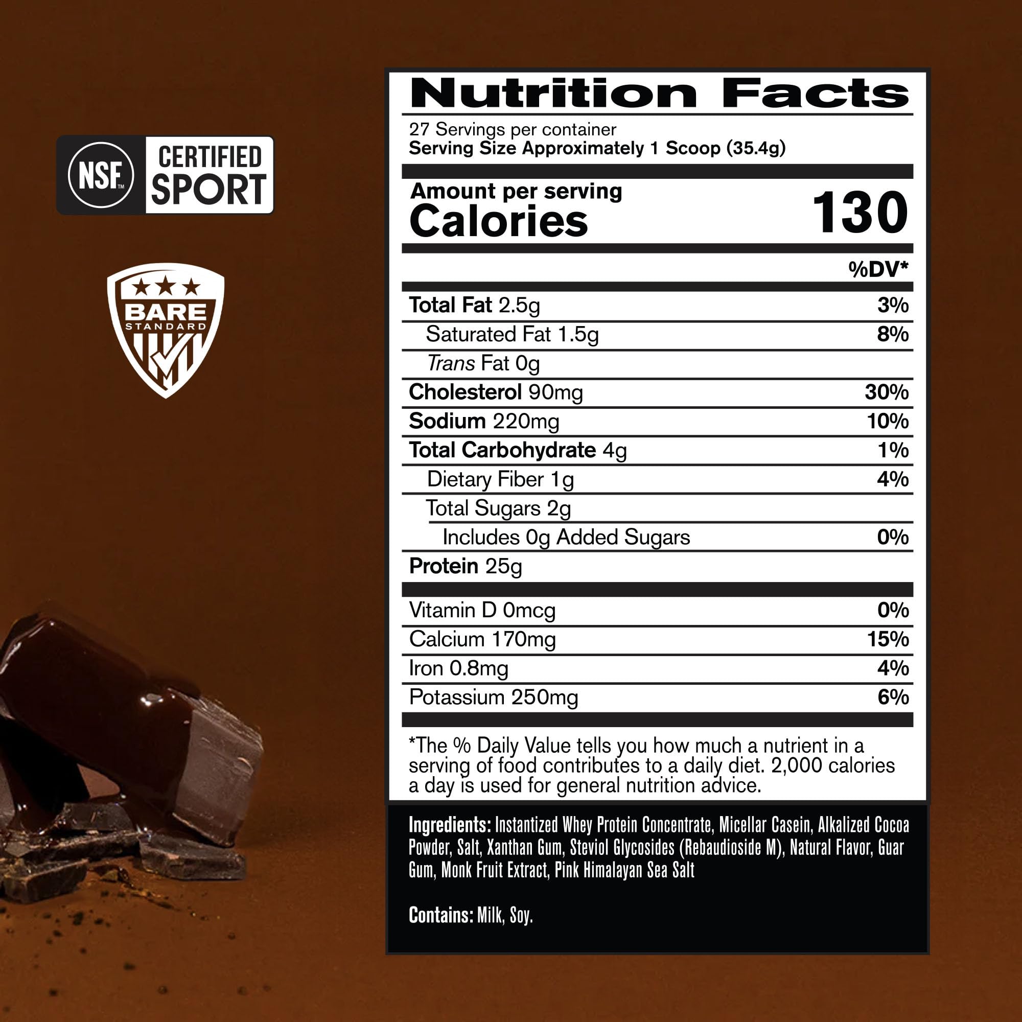 BPN Whey & Casein Protein Powder Blend - Fudge Chocolate Flavor, 25g Protein per Serving for Lean Muscle Recovery | Third Party Tested | 27 Servings | Ideal for Post-Workout, Meal Replacement & Muscle Growth