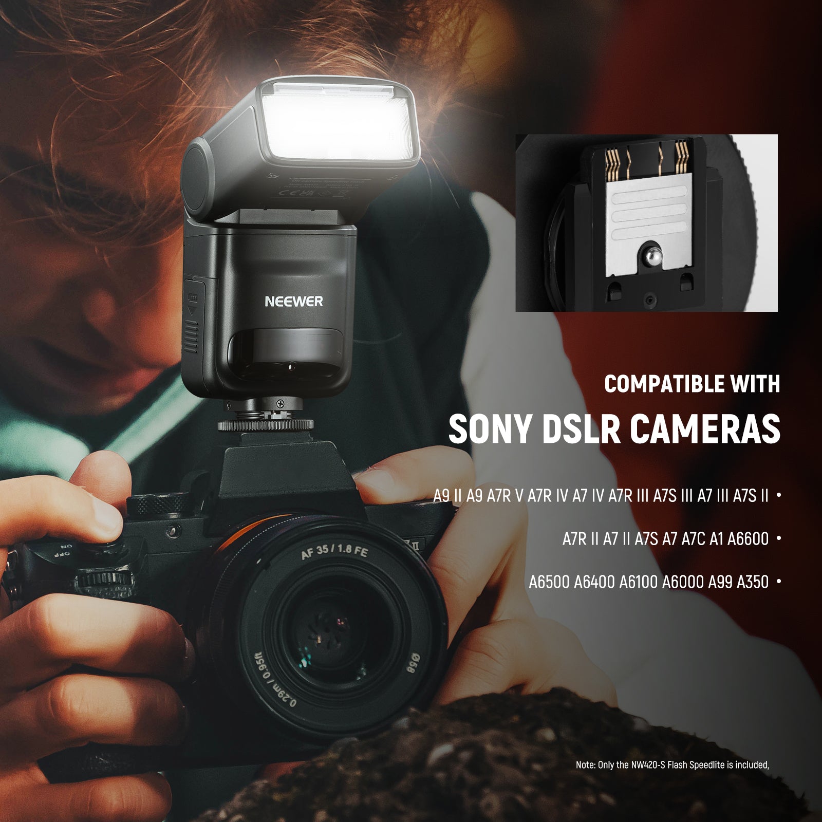 NEEWER NW420 S Mini 2.4G TTL HSS Speedlite Flash for Sony Cameras - Compact On-Camera Flash for Wedding, Portrait & Event Photography
