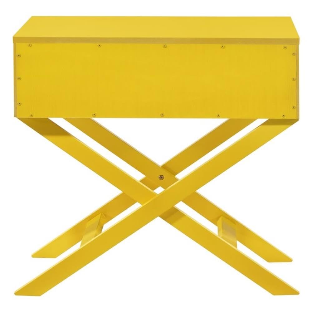 Glory Furniture Xavier Solid Wood 1-Drawer Nightstand in Yellow - Modern Bedside Table for Bedroom, Living Room & Nursery - Compact Storage Solution with Smooth Gliding Drawer