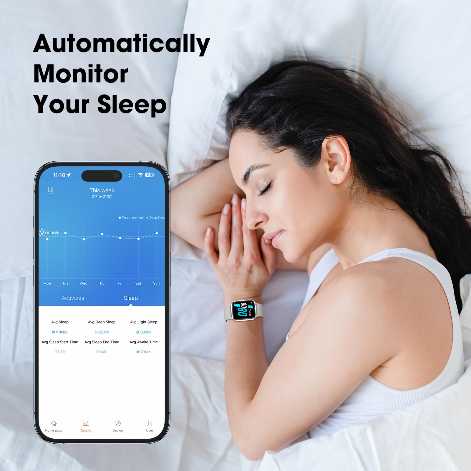 Smart Watch for Women & Men - 42mm Full Touchscreen Fitness Tracker with Heart Rate Monitor, Sleep Tracking, Step & Calorie Counter - IP68 Waterproof for Swimming & Daily Use - Perfect for Gym, Running & Outdoor Activities