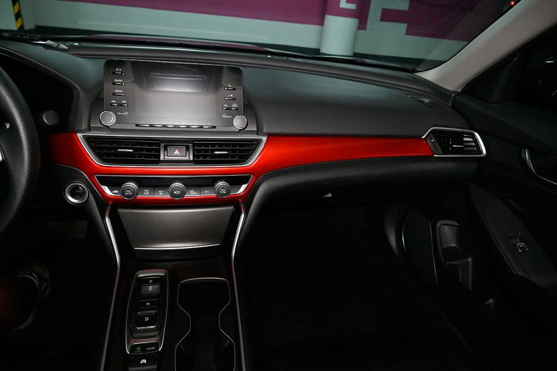 GZXinWei Red Center Console Dashboard Trim Panel Cover for 2018-2021 Honda Accord 10th Gen - Interior Accessories Upgrade for Enhanced Driving Experience