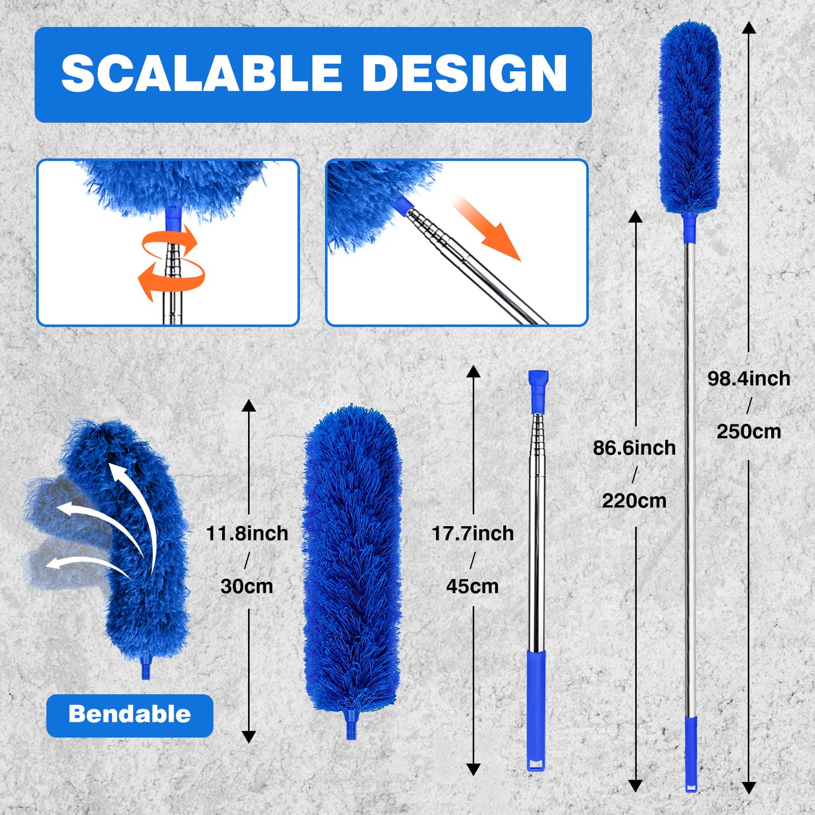Blue Gutter Cleaning Pole Tool - Easy Ground-Level Roof Gutter Cleaner for Leaves & Debris Removal | Rain Gutter Guard Maintenance Tool for Homeowners & DIY Roof Cleaning