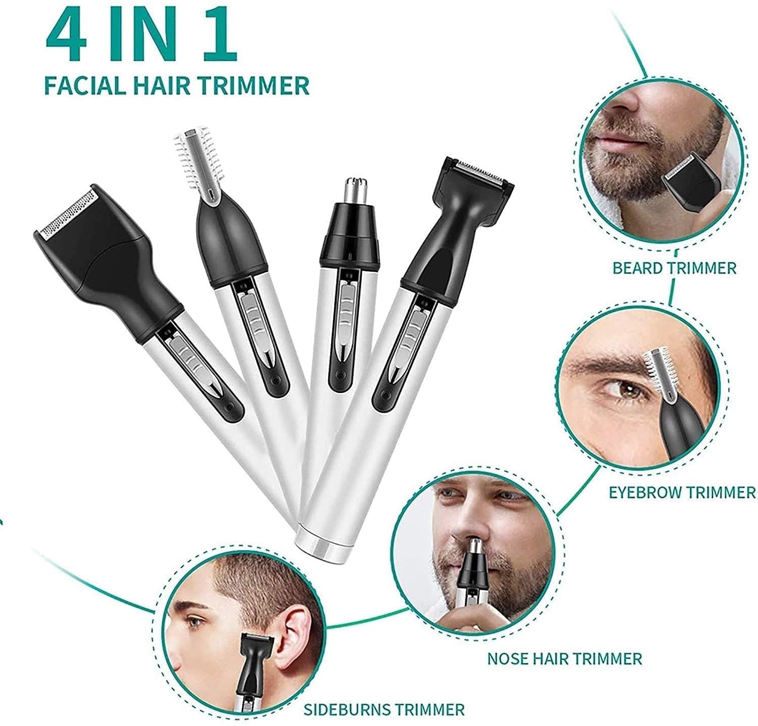 KouRy Professional Painless Nose Hair Trimmer for Men - USB Rechargeable 4-in-1 Grooming Kit with Ear Hair Trimmer - Waterproof & Hypoallergenic - Perfect for Travel, Home & Office Use - Ideal Gift for Dad, Husband & Boyfriend