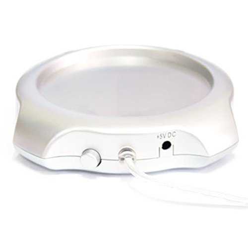 HQF® USB Electric Cup Warmer - Smart Beverage Warmer for Coffee, Tea & Hot Drinks | Compatible with Metal & Ceramic Mugs | Perfect for Office, Home & Travel Use (Silver)