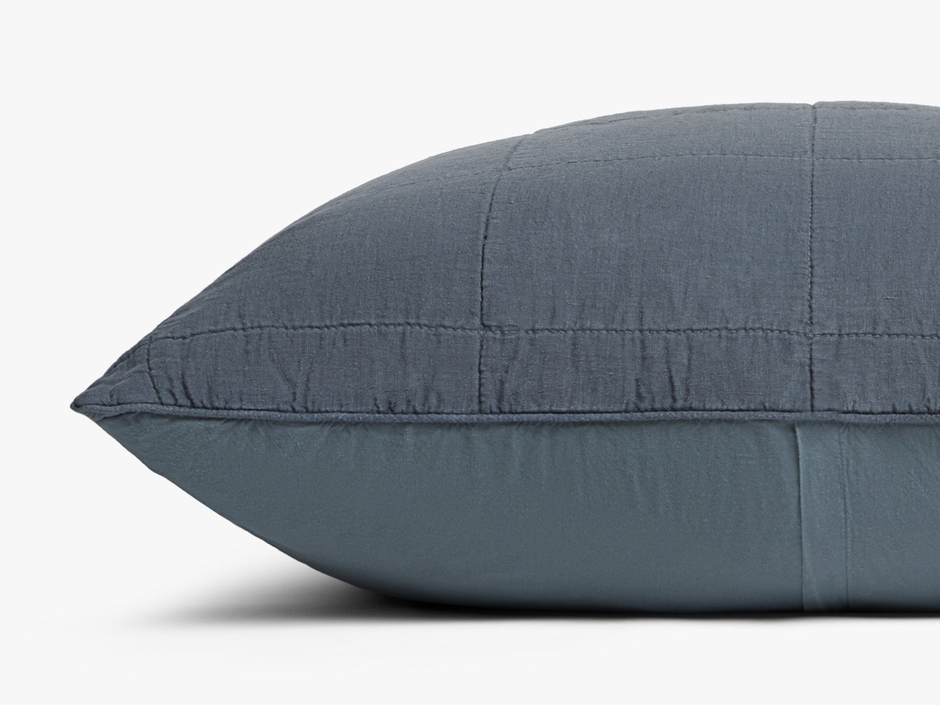 Premium Linen Box Quilted Euro Sham Pillow Cover - Soft & Breathable Bedding Decor (Dusk Blue) for Master Bedroom, Guest Room & Cozy Home Styling