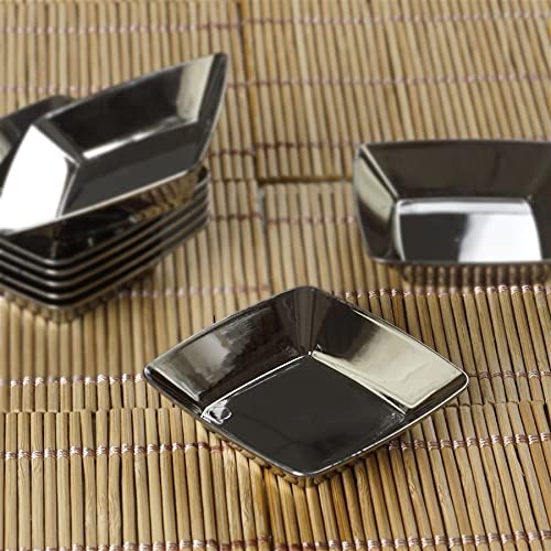 24-Pack 2 Inch Disposable Silver Plastic Mini Plates - Lightweight Balsa Wood Circle Plates for Parties, Picnics & Dessert Serving