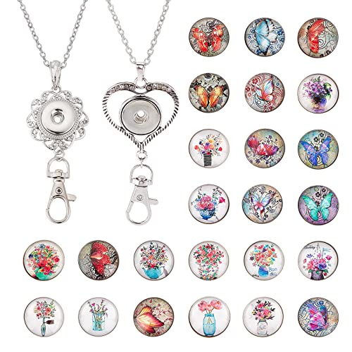 2+24 Flower Butterfly Button Lanyard